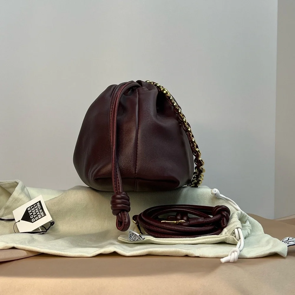 BURGUNDY NWT LOEWE FLAMENCO BAG IN MEDIUM, Napa calfskin. - Picture 5 of 15